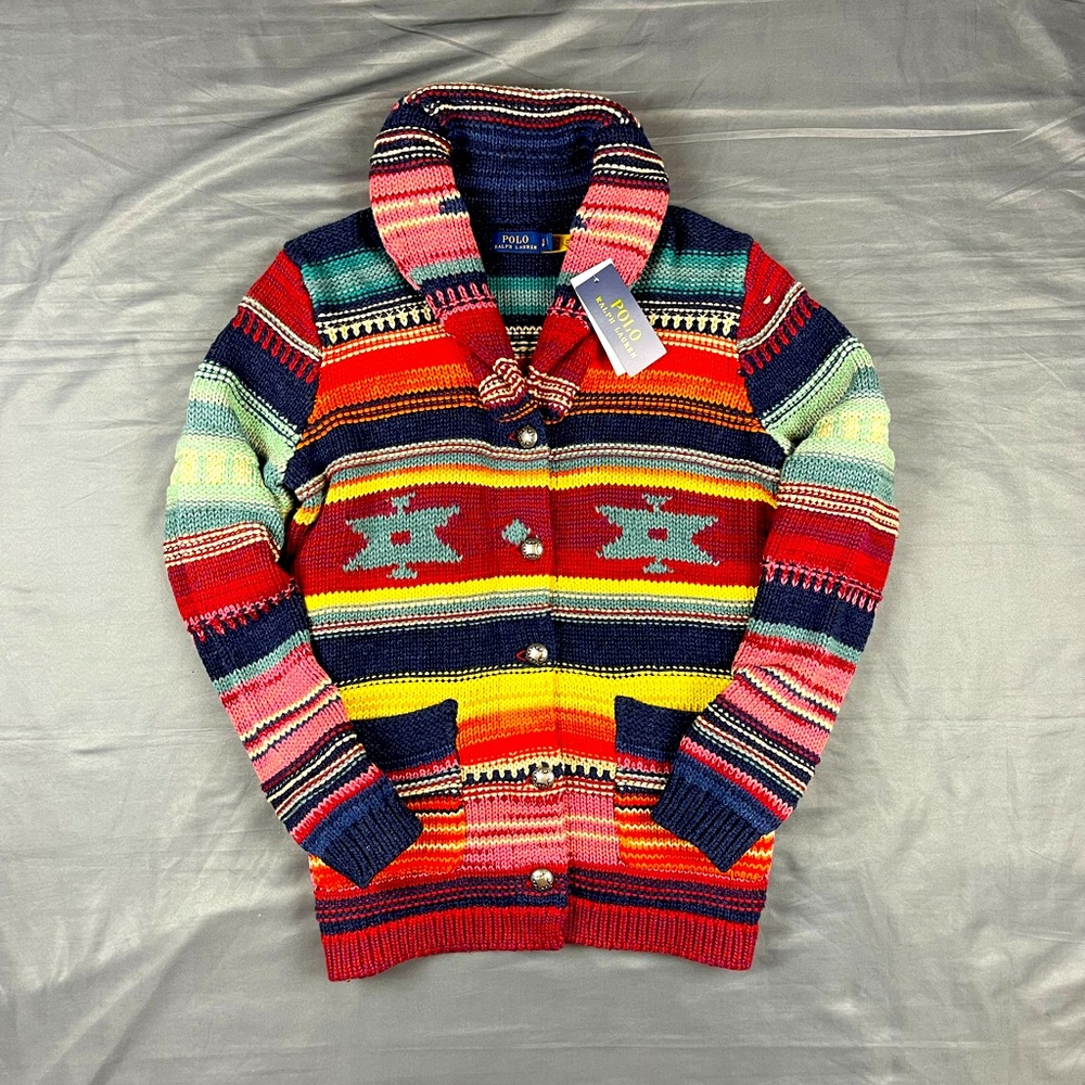 Ralph Lauren Southwestern Aztec serape Cardigan Knit Sweater XS Small S